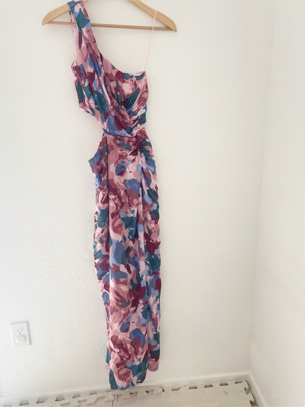 Abercrombie & Fitch abstract satin cutout midi dress size XS